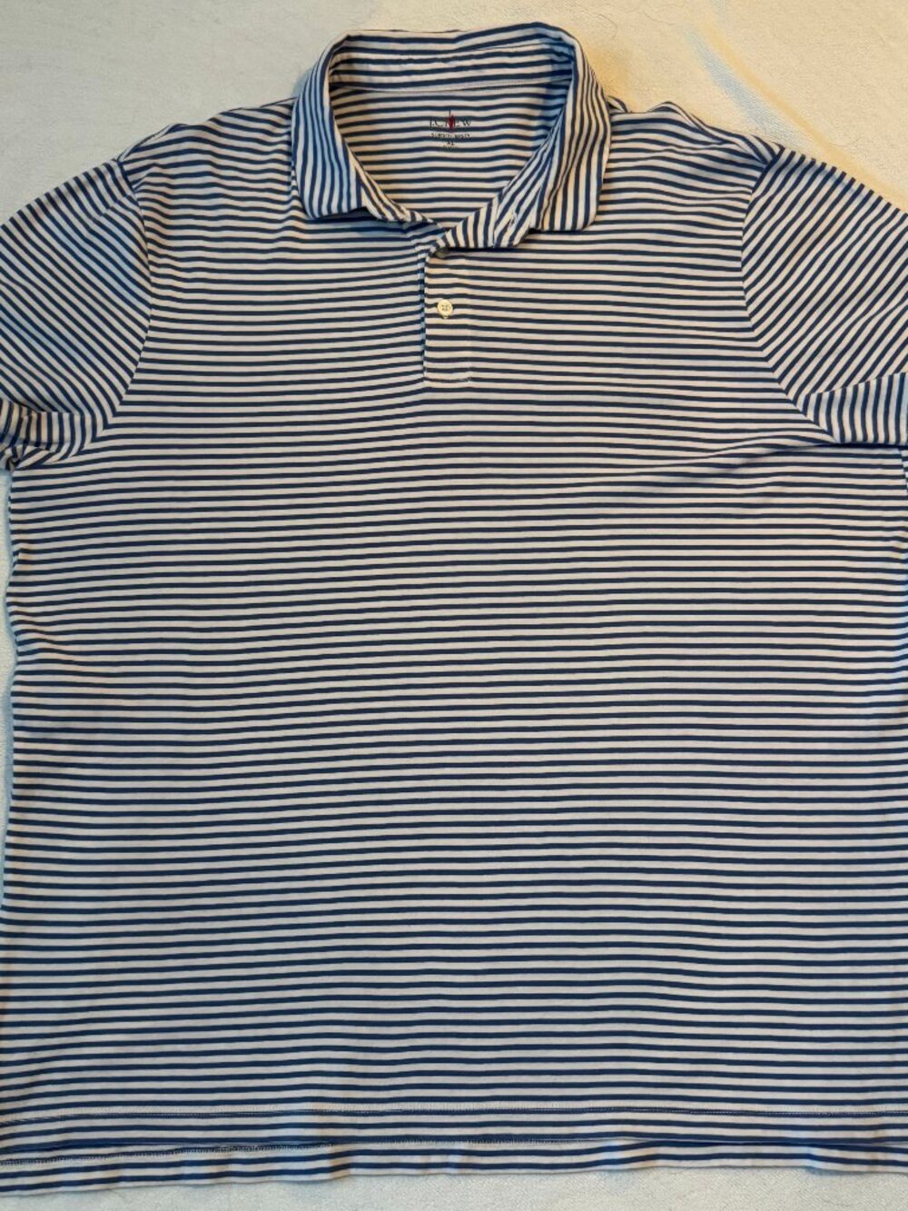 J. Crew Sueded Cotton Polo Shirt - Ivory Blue Stripe - Size XL